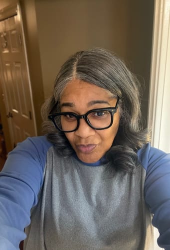 Customer photo review of Luvwin Salt & Pepper Gray Beginner Friendly Glueless Straight Wig 100% Human Hair