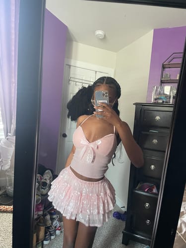 Customer photo review of Rosette Fairy Dust Sequin Halter Top (Pink)