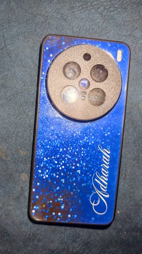 Customer photo review of Blue Glitter Customize Glass Case Cover For Vivo