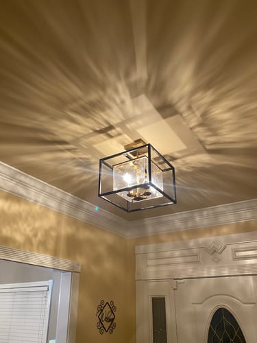 Customer photo review of Square 4-Light Handcrafted Glass Layered Semi-Flush Mount