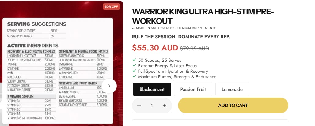 Customer photo review of Warrior KING Ultra High-Stim Pre-workout