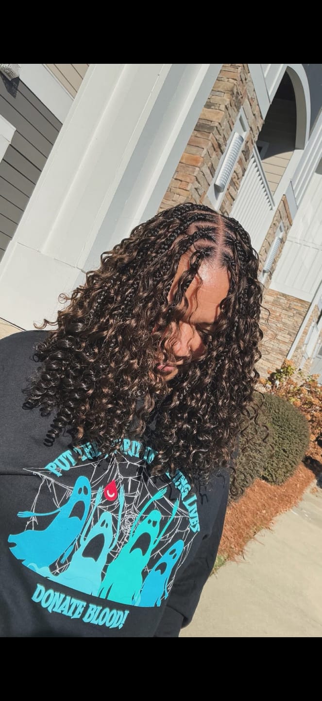 Customer photo review of #4 Medium Brown Deep Wave Bulk Hair Extensions for Braiding