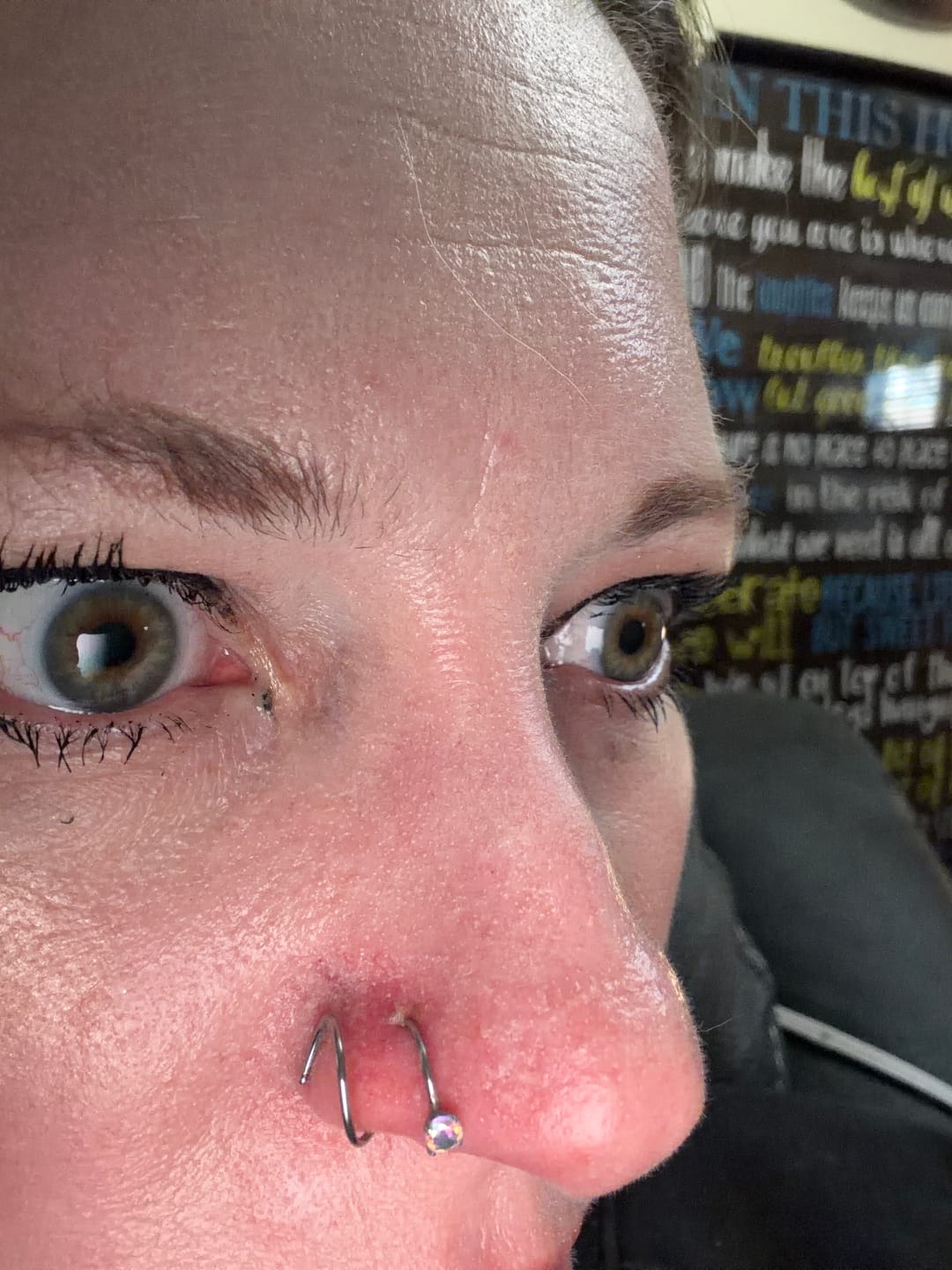 Customer photo review of 20G Four Claw AB Zirconal Nose Rings Double Layered Spiral Nose Piercing Stainless Steel Nostril Rings