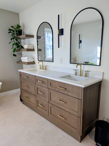 Customer photo review of Bridgeport 72" Almond Coast Bathroom Vanity, Double Sink - All Drawers