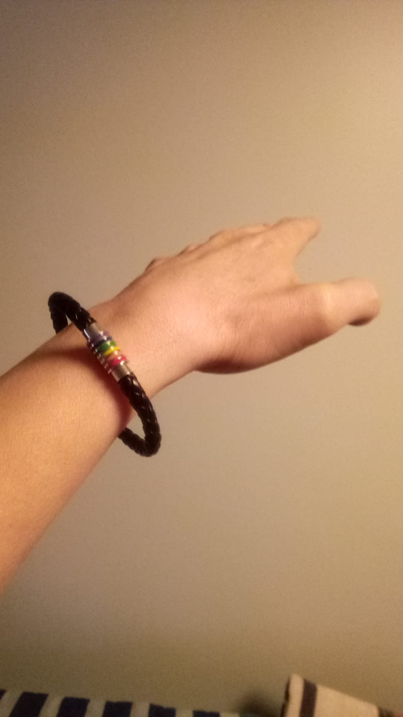 Customer photo review of Rainbow Leather Bracelet