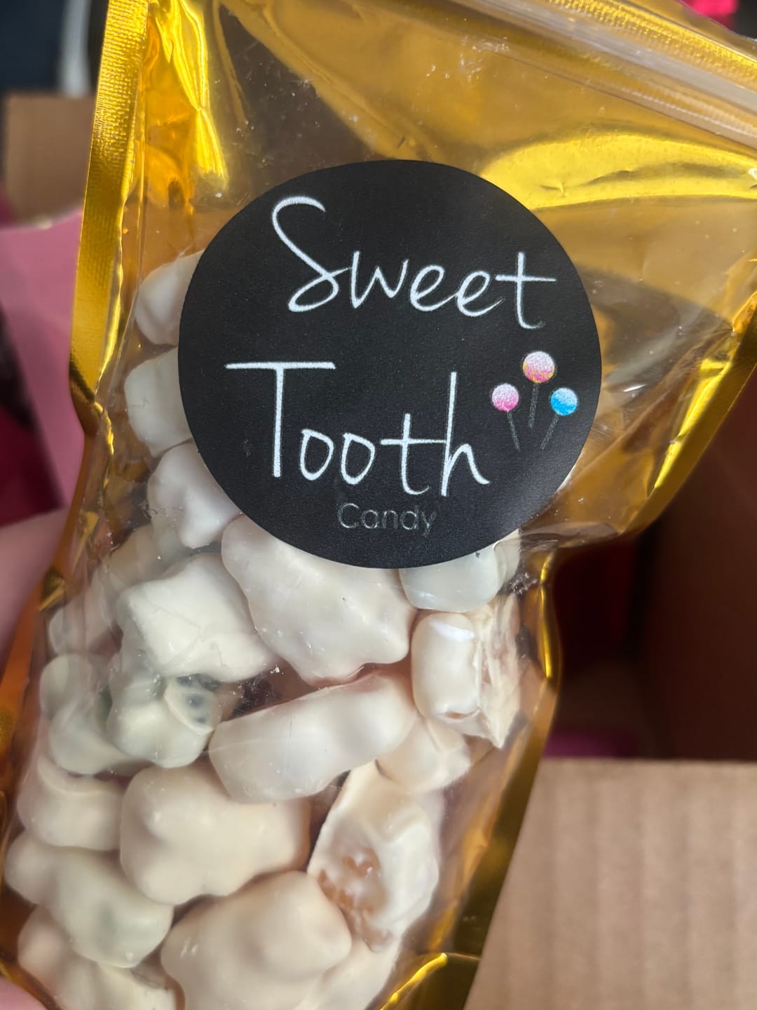 Customer photo review of White Chocolate Covered Gummy Bears