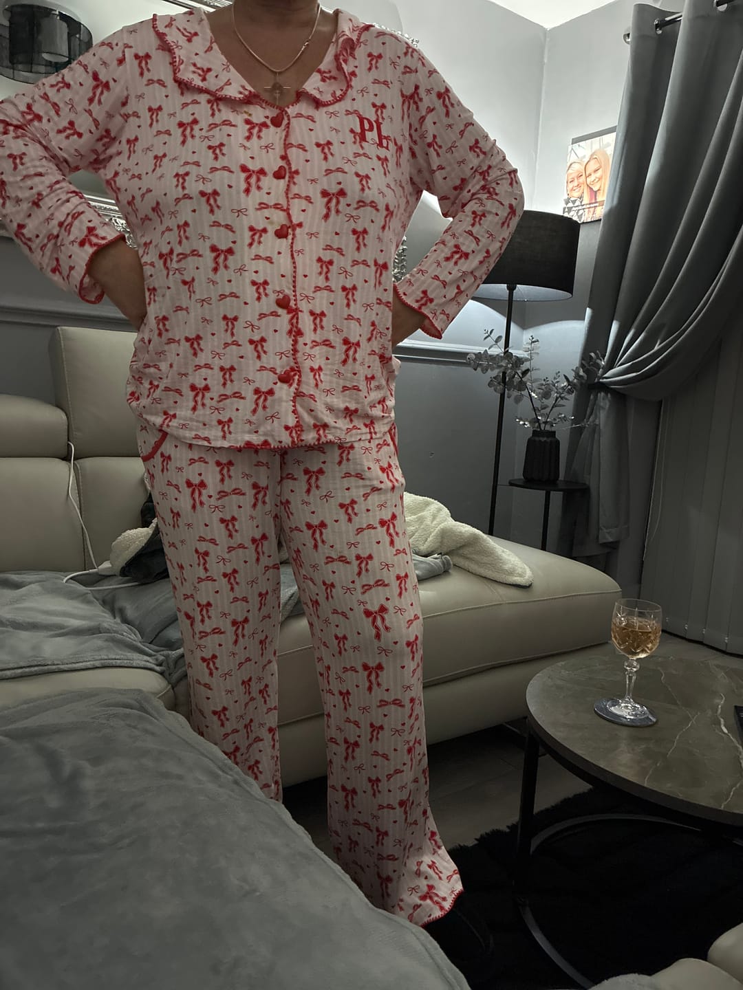 Customer photo review of P.Louise Adults Christmas Bow Pyjamas - Trousers Set