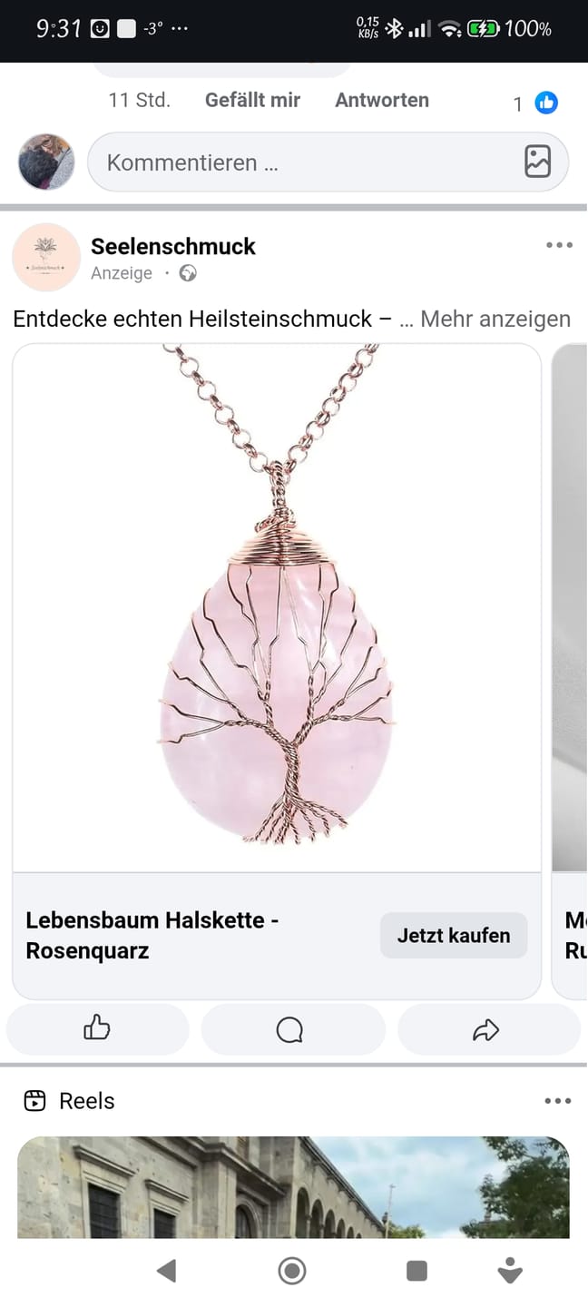 Customer photo review of Lebensbaum Halskette - Rosenquarz