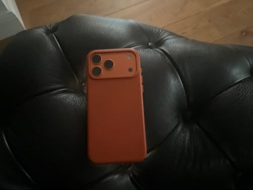 Customer photo review of iPhone 17 Pro Max Leather Case - Timeless Luxe - Solar Orange