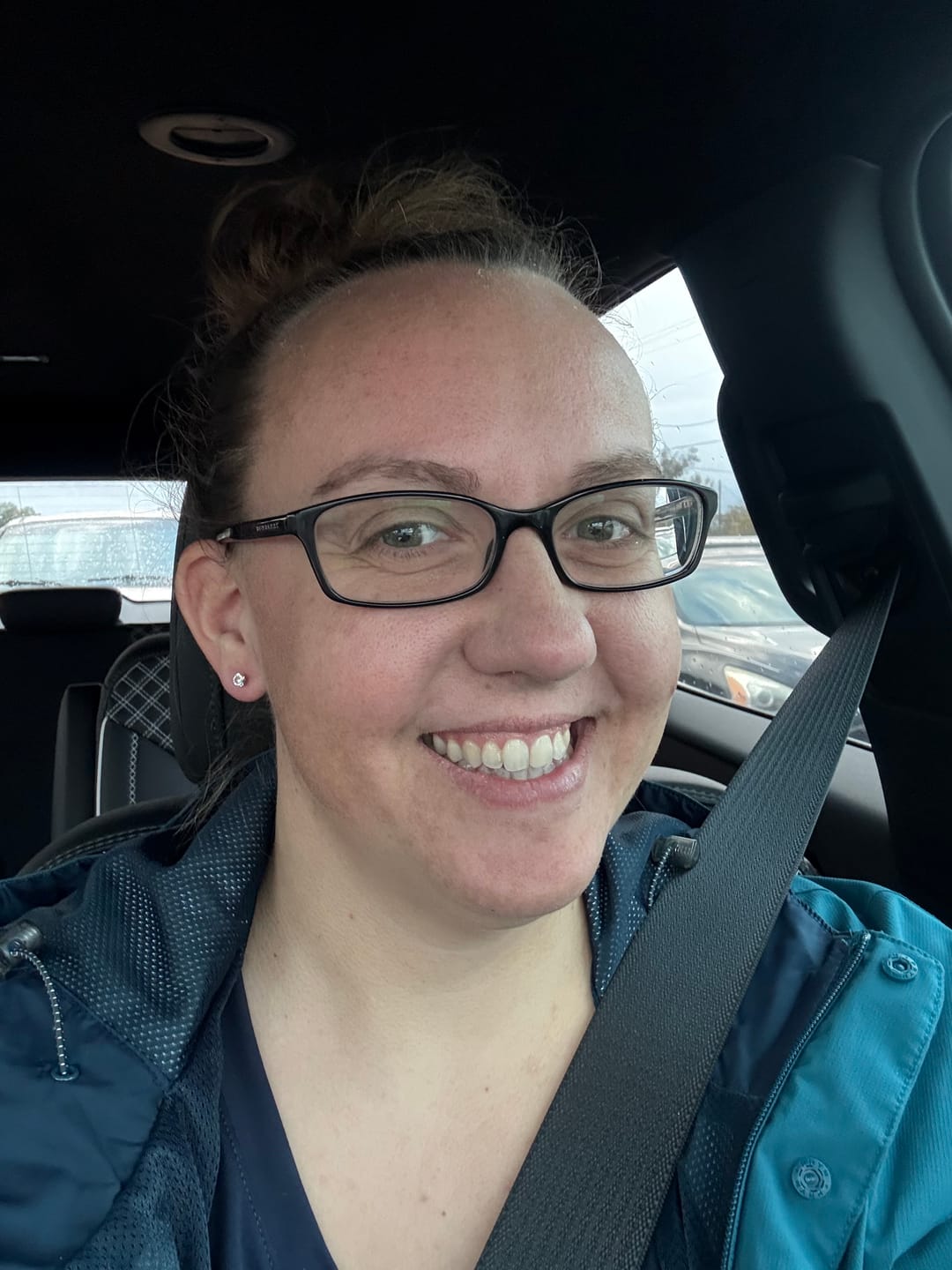 Customer photo review of Petite Faux Diamond Studs