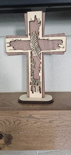 Customer photo review of Laser cut Easter prayer stand cross svg file