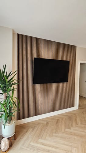 Customer photo review of Wooden Wall Panel | Walnut | Premium 3-sided Wood Veneer