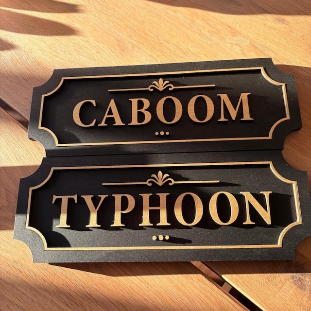 Customer photo review of Personalized Horse Stall Name Plate – Gold on Black Layered Wood Sign (Single Name)