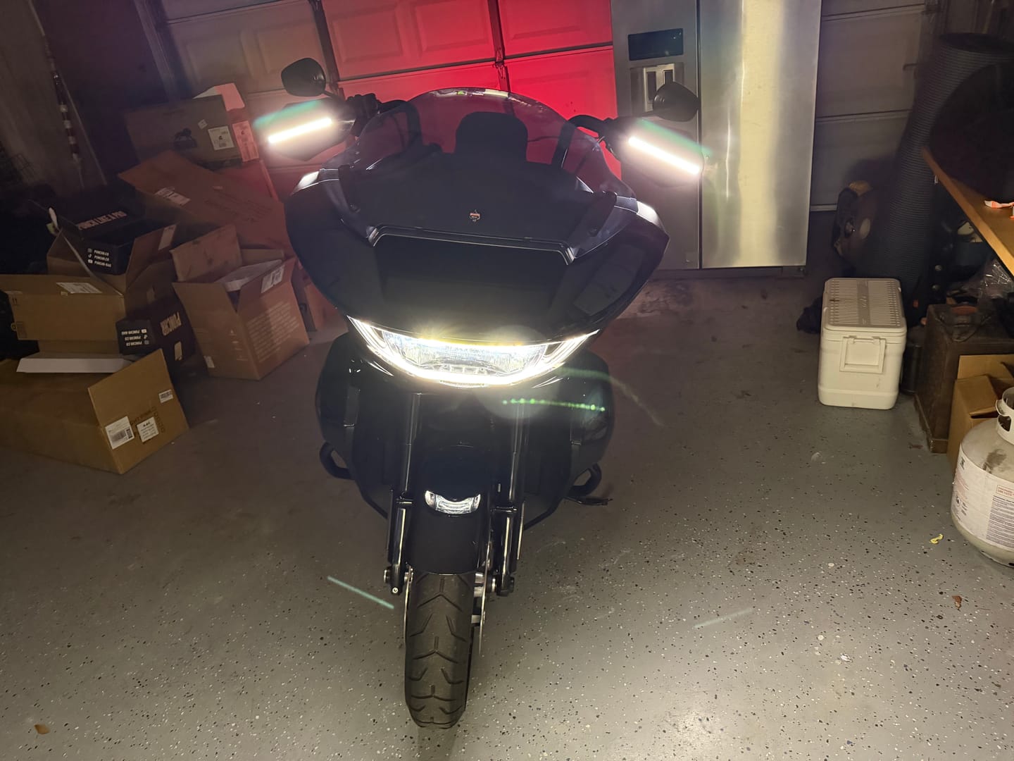 Customer photo review of Color Matched hand guard with LED for Harley Touring & Softails