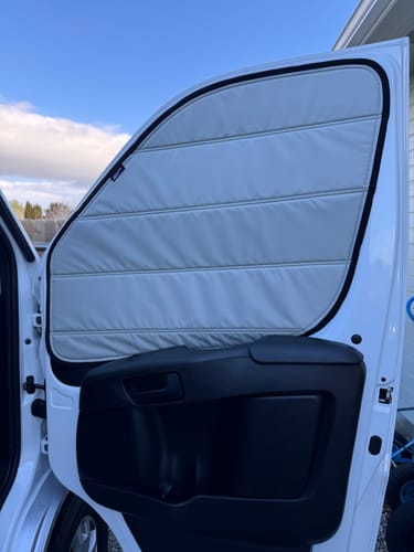 Customer photo review of Promaster - Front Door Shades (set)