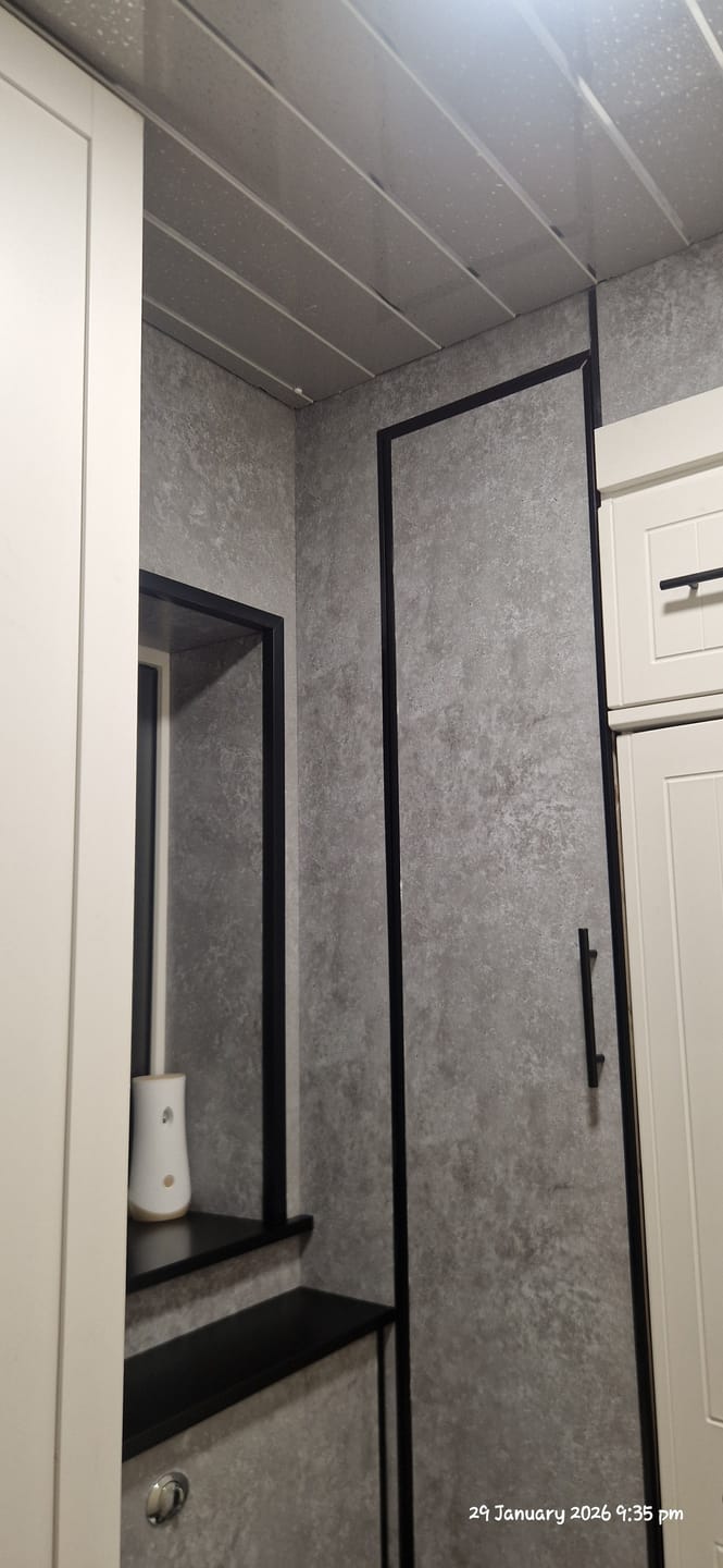 Customer photo review of Premium Grey Concrete Matt Shower Wall Panel – 1M x 2.4M