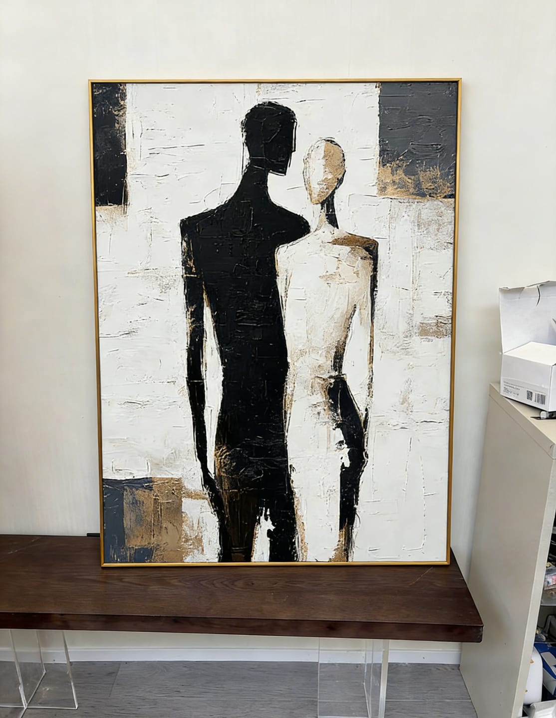 Customer photo review of Ethereal Embrace-Black & White Abstract Painting #RIX1(309)