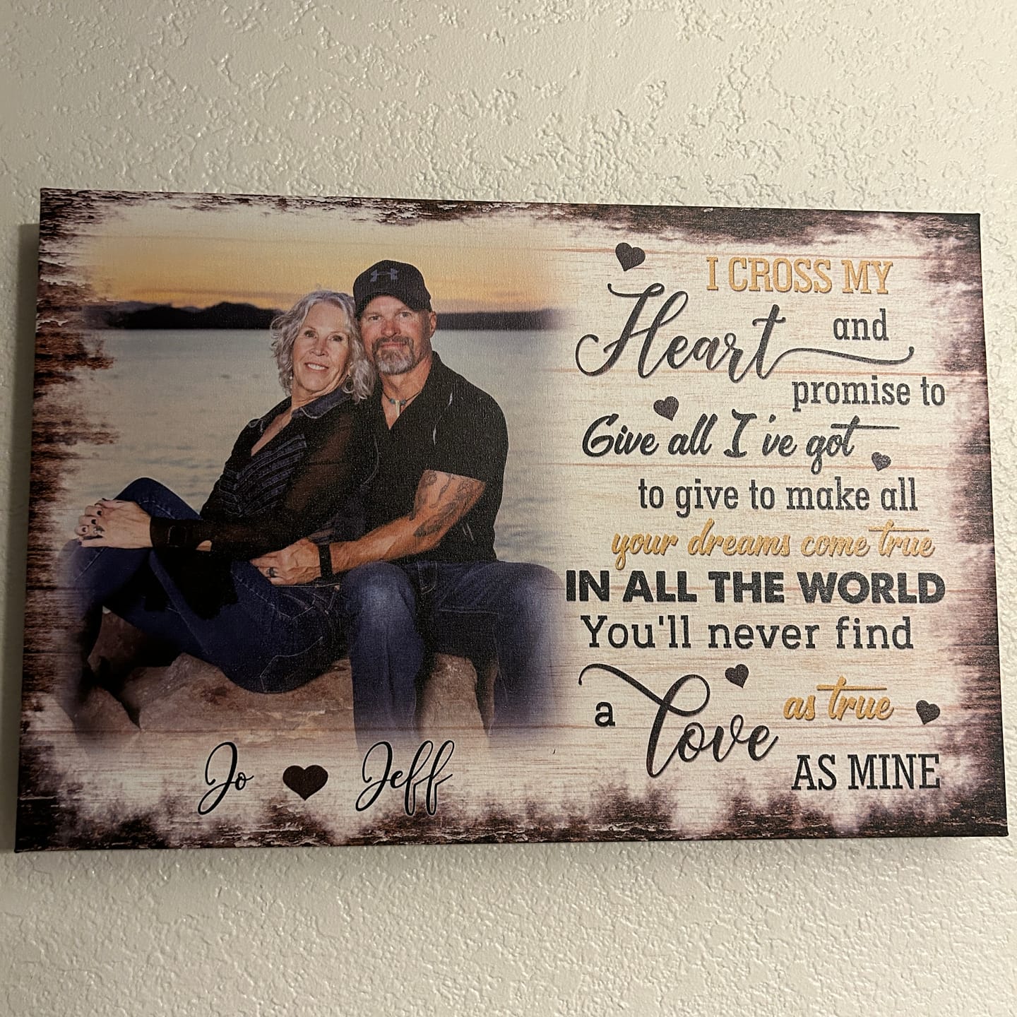 Customer photo review of Personalized Canvas Prints, Custom Photo, Anniversary Gifts, Couple Gifts, Anniversary Gifts, I Cross My Heart Dem Canvas