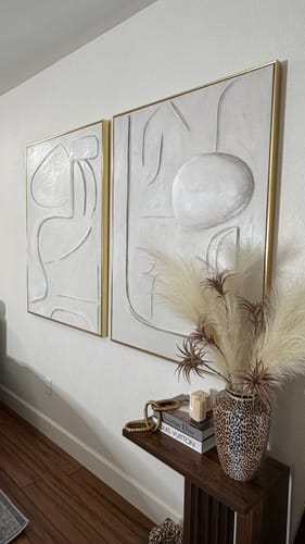 Customer photo review of Dual Symphony-Beige Textured Minimalist Abstract Painting for Modern Interiors