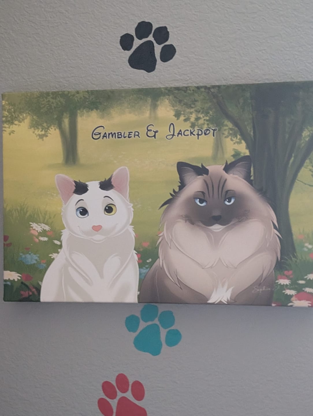 Customer photo review of Custom Cartoon Art Wrapped Pet Canvas