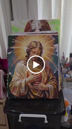 Customer video review of Sacred Heart of Jesus - Paint by Numbers Kit