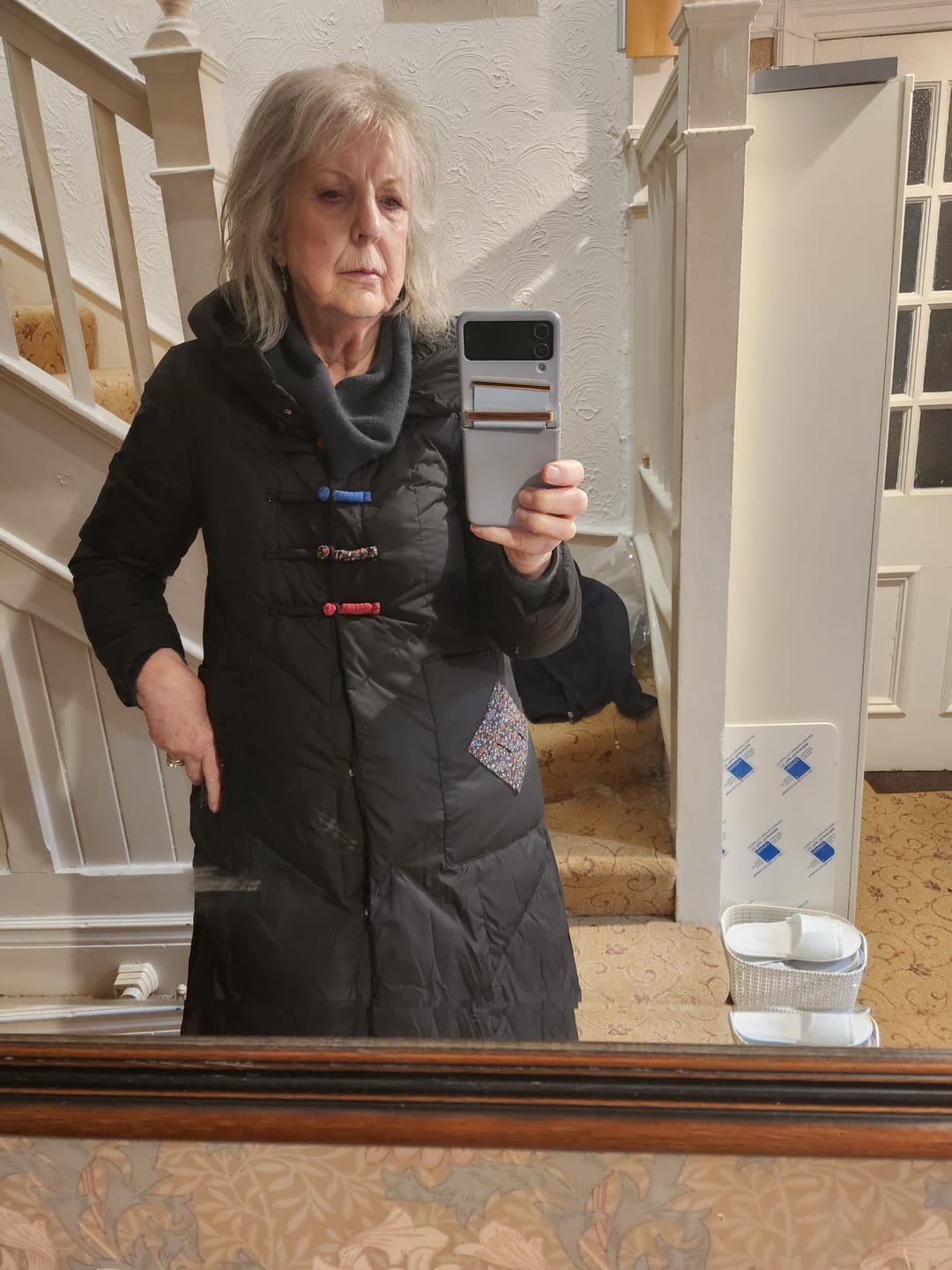 Customer photo review of Women Winter Retro Emrboidery Padded Long Coat