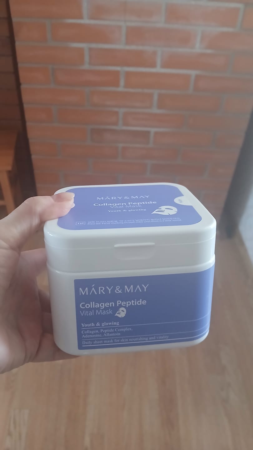 Customer photo review of Mitrinošu liftinga masku komplekts MARY&MAY Collagen Peptide Vital Mask
