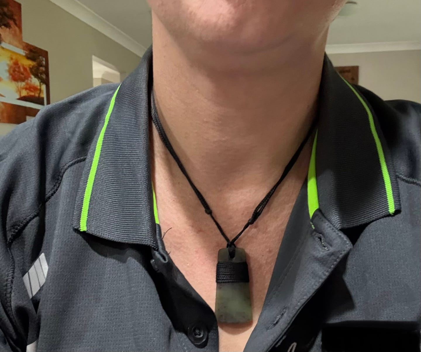 Customer photo review of 4.5cm Genuine Ngai Tahu Greenstone Toki Necklace