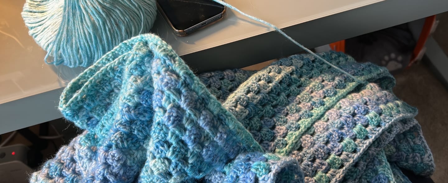 Customer photo review of CrochetPark™ Hearthside Rainbow Blanket Kit