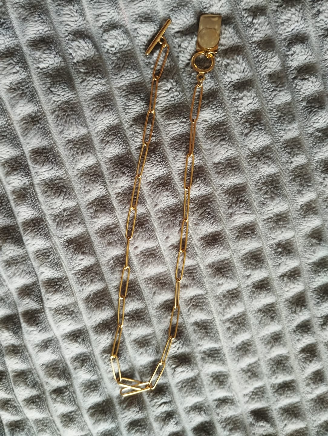 Customer photo review of Colar Corrente Pingente Geométrico Liso Banhado em Ouro 18K