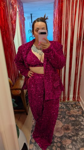 Customer photo review of Liza Suit in Magenta by OFUURE - RENTAL