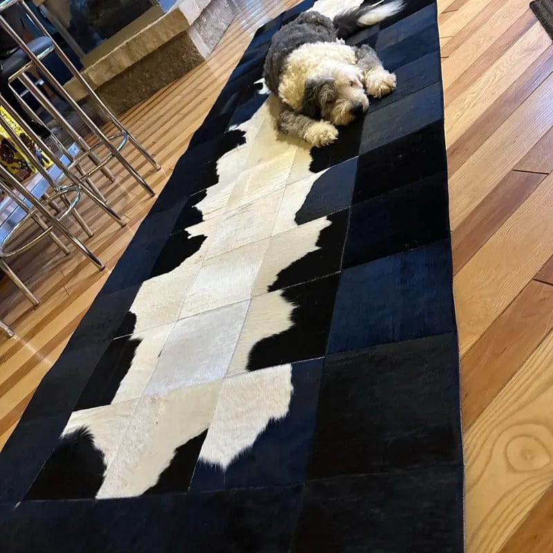 Customer photo review of Black White Modern Hallway Rug, Hadnamde Natural Cowhide Runner Rug