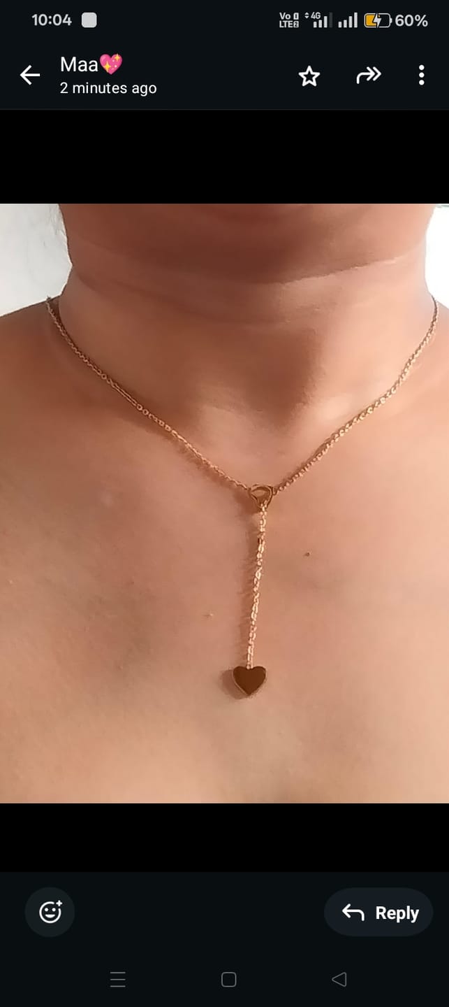 Customer photo review of Two Heart Gold Lariat Necklace