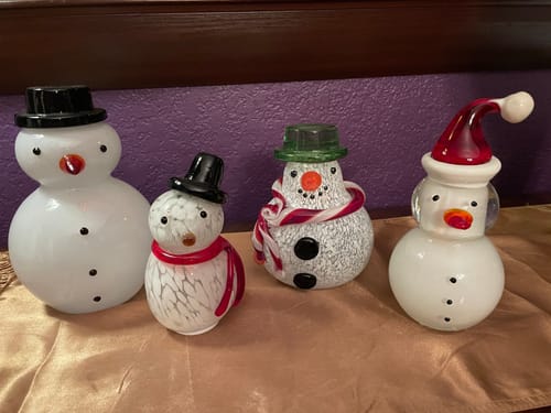 Customer photo review of Blown Glass Snowman - Large Black Hat