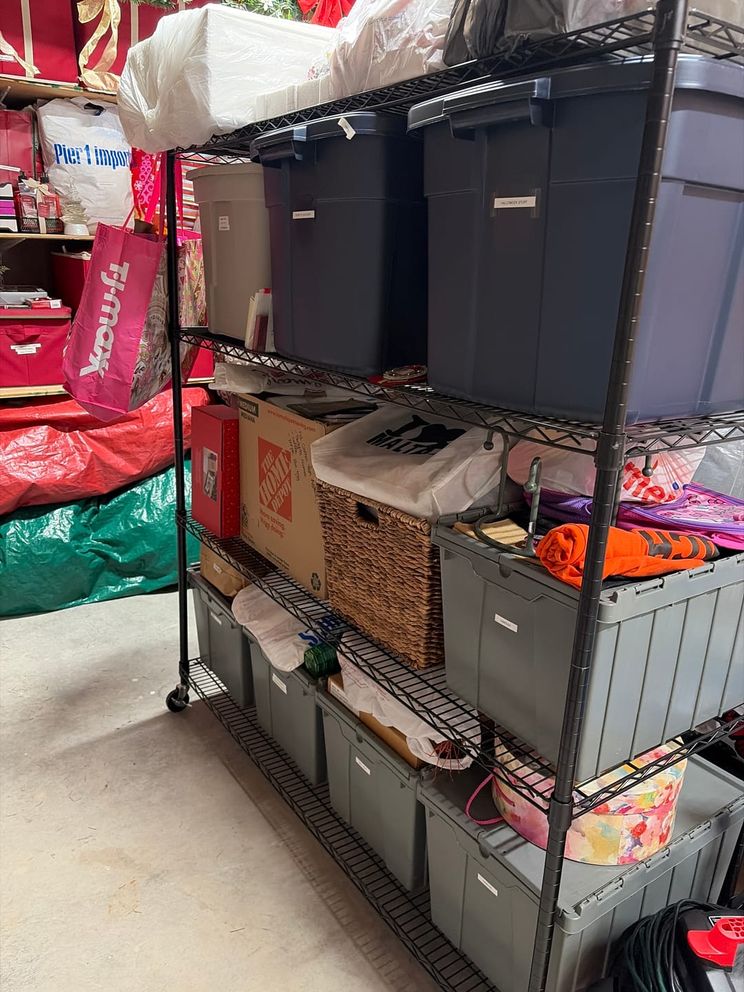 Customer photo review of Reibii 60" W x 24" D Wire Storage Shelves, Rolling heavy duty shelves, Adjustable Metal Shelves Load 2878 lbs,Storage Shelves for Garage Closet Pantry Basement