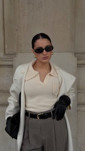 Customer photo review of LILY Wool-Rabbit Blend Relaxed V-Neck Sweater