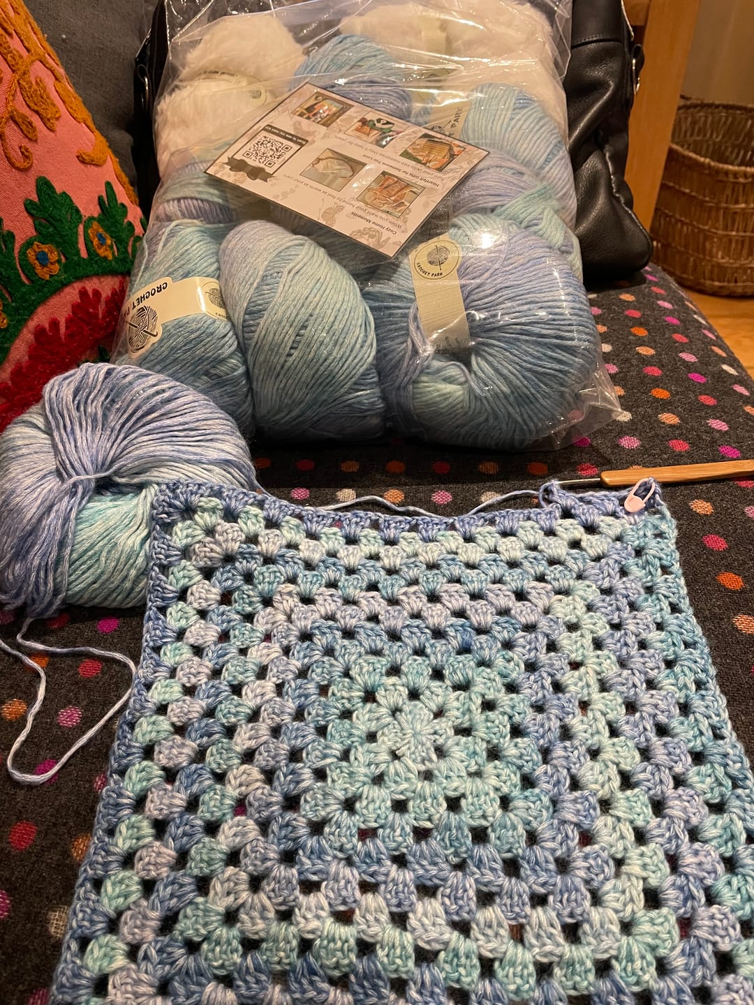 Customer photo review of CrochetPark™ Hearthside Rainbow Blanket Kit