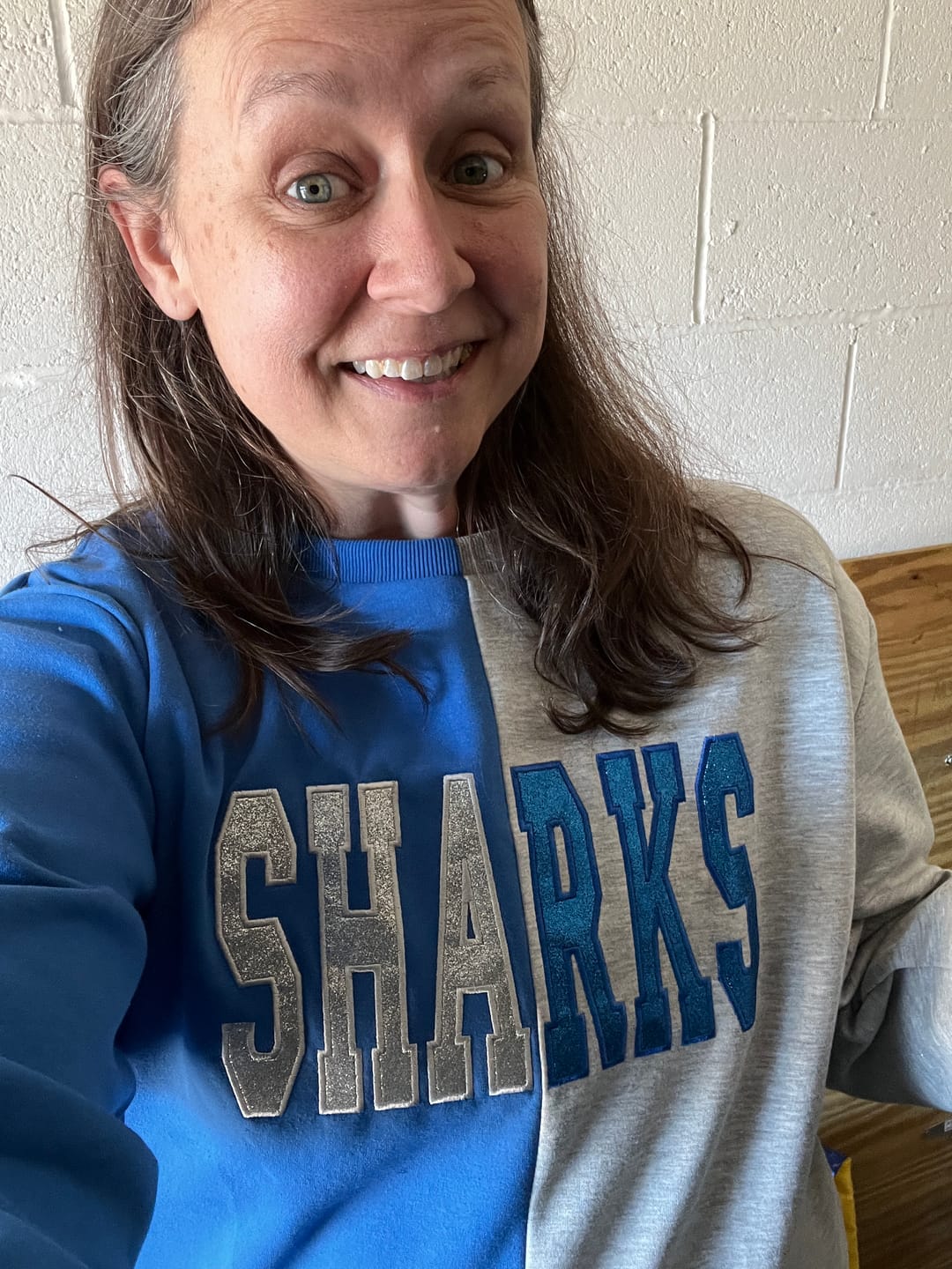 Customer photo review of Custom Glitter Embroidered Two Tone Sweatshirt