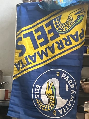 Customer photo review of Parramatta Eels Game Day Flag (87cm x 58cm)