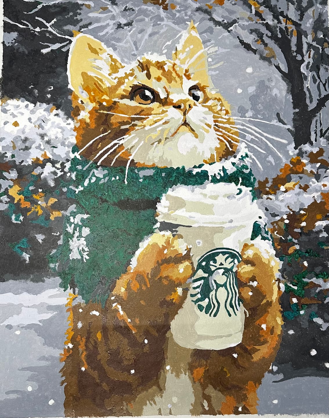Customer photo review of Warm paws | Paint by Number