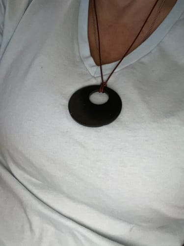 Customer photo review of Tier III 'Circle in Circle' Style Shungite Necklace