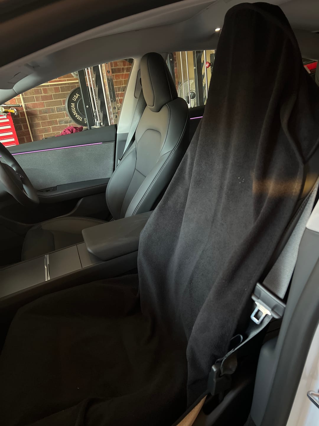 Customer photo review of Waterproof Car Seat Towel – Black | Towel Society