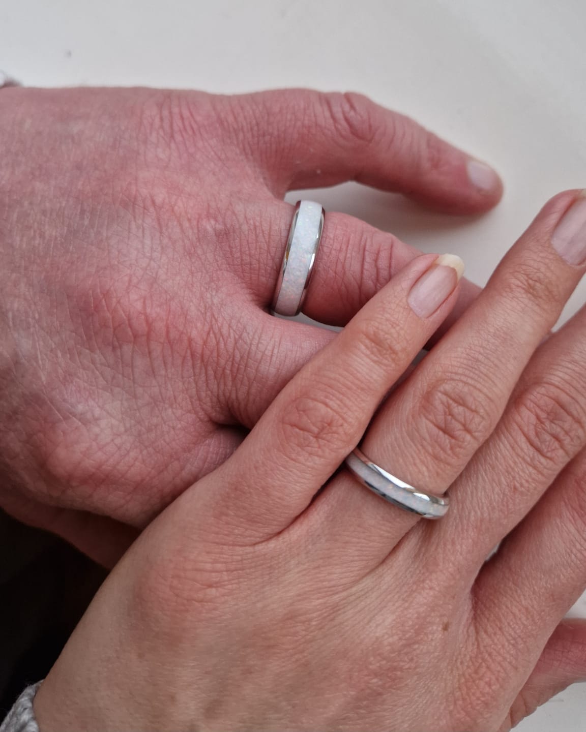 Customer photo review of The White Gold White Opal Wonder Ring Set
