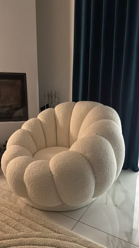 Customer photo review of Πολυθρόνα Περιστρεφόμενη Μπουκλέ Σαλονιού Κρεμ 98 x 98 x 69 εκ  92166