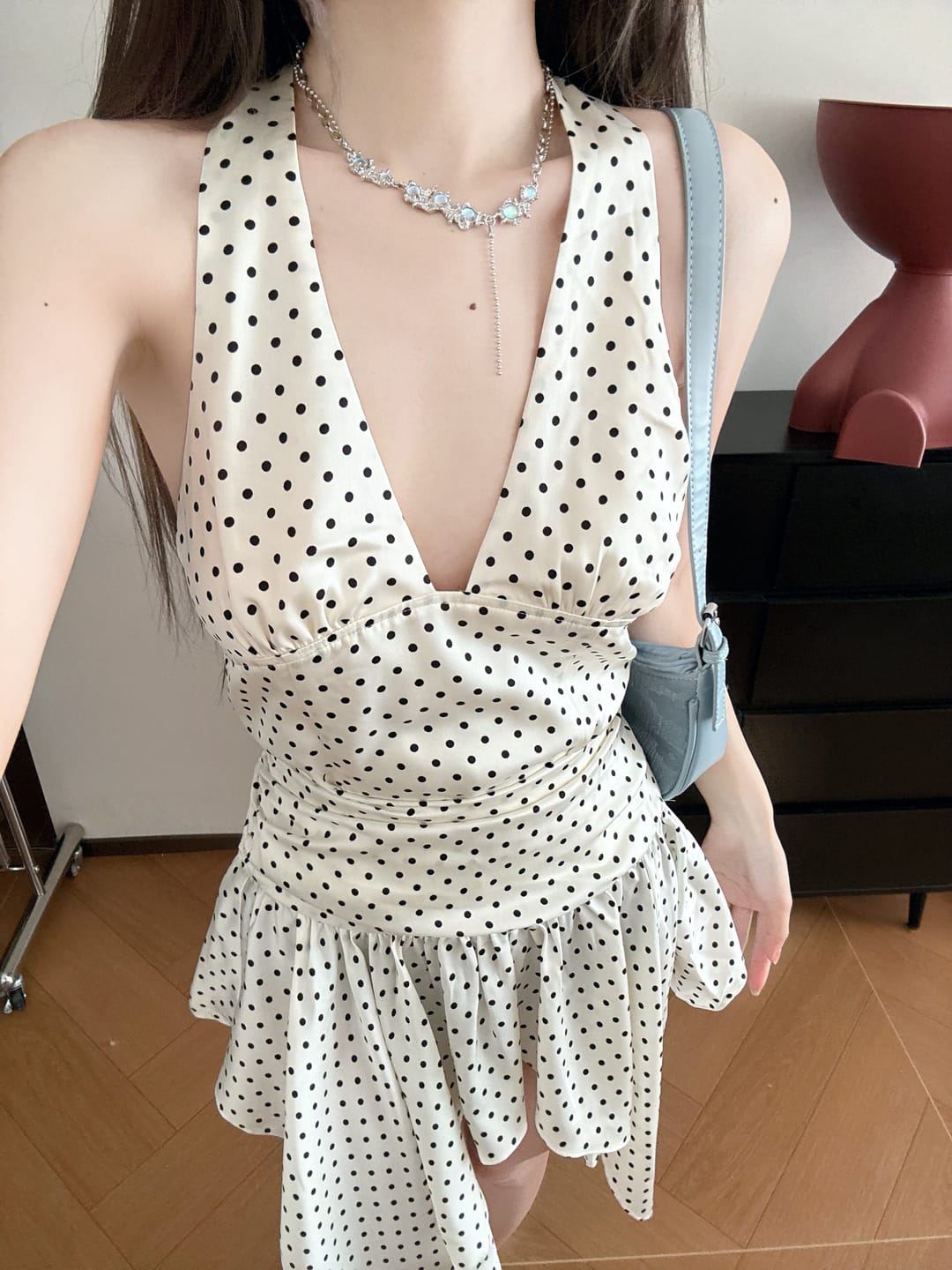 Customer photo review of ROVENTE Polka Dot Halter Top & Skirt Set
