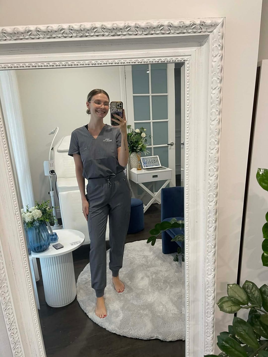 Customer photo review of LUCY Jogger Scrub Pants (Original SLTECH™ fabric) - Steel Grey