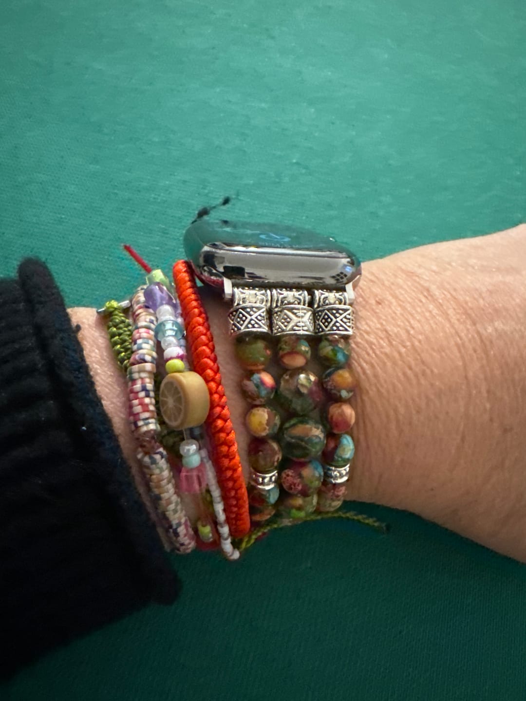 Customer photo review of Vineyard Jasper Stretch Apple Watch Strap