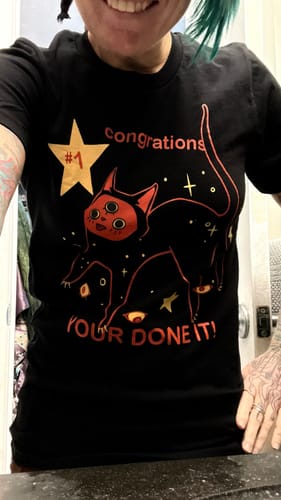 Customer photo review of Orion The Black Cat Congrations, Unisex T-Shirt