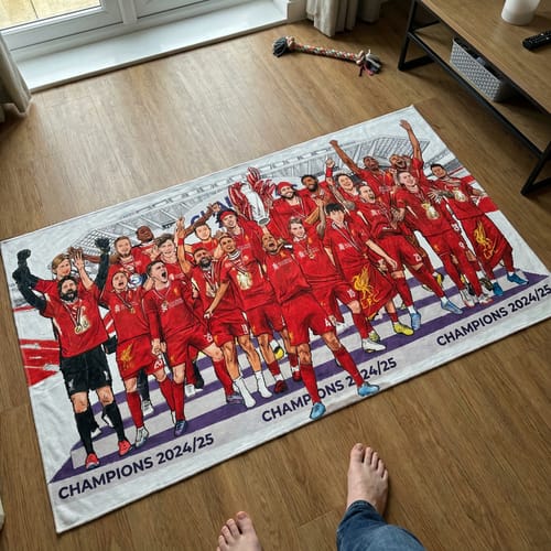 Customer photo review of Liverpool FC® Premier LeagueChampions 24/25 Rug