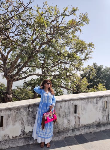Customer photo review of Ayesha Ice Blue Nyra Cut Rayon Kurta